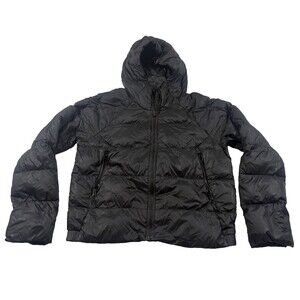 The North Face Womens Black Hyalite 550 Hooded Down Puffer Zip Coat Jacket Sz M